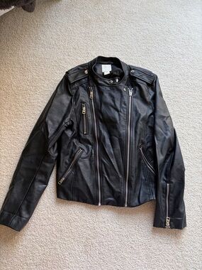 H & M Black Moto faux Leather Jacket - Women
